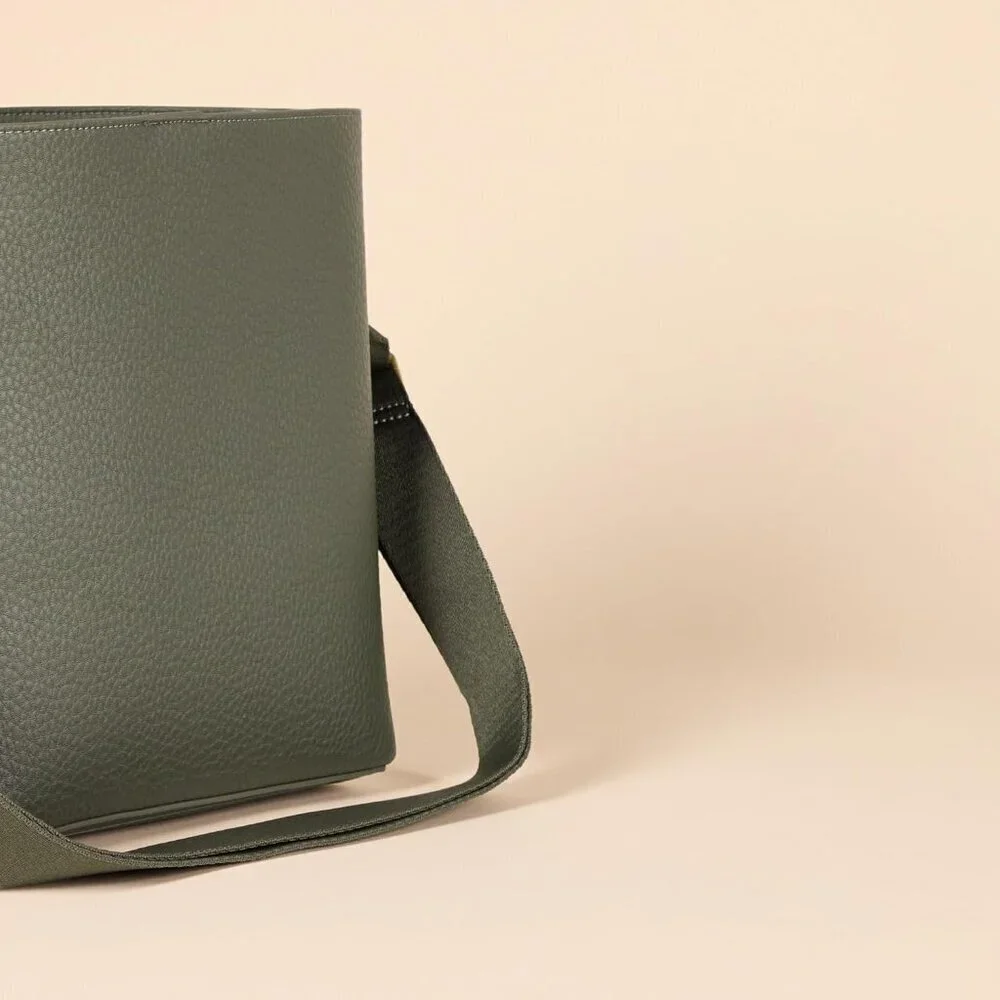 Women's Faux Leather Bucket Tote Mini Minimalist Bag with Adjustable Strap